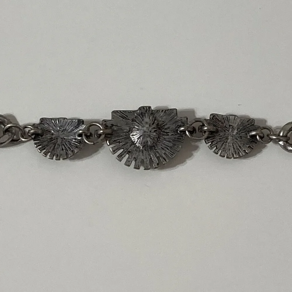 Silver Tone Aztec Tribal Rhinestone Collar Choker Chain Necklace Bohemian